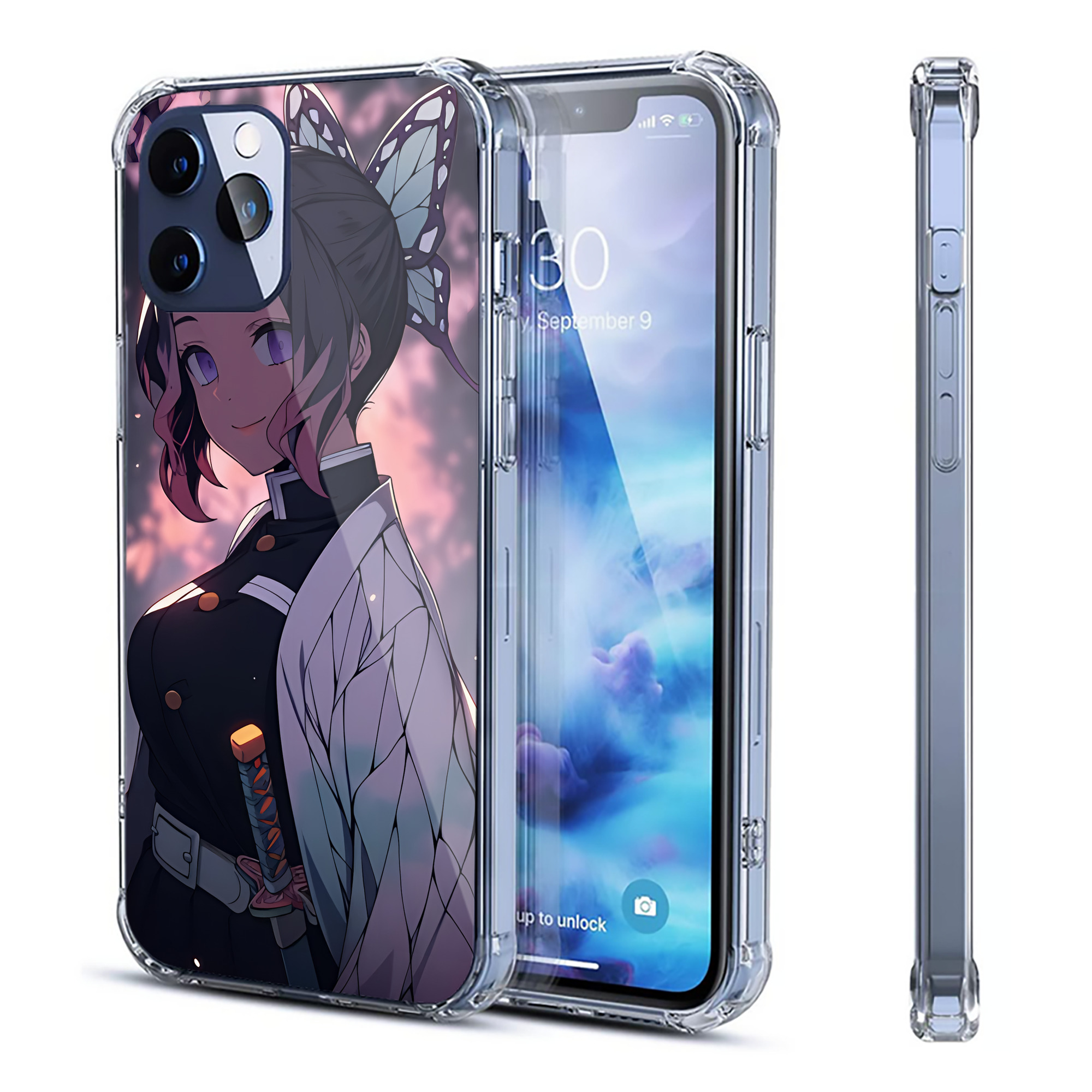 （画像用） 鬼滅の刃（きめつのやいば）蟲柱-胡蝶 しのぶ／こちょう しのぶ Kochou Shinobu 【iPhone 12シリーズ対応】透明スマホケース（クリアソフトケース）